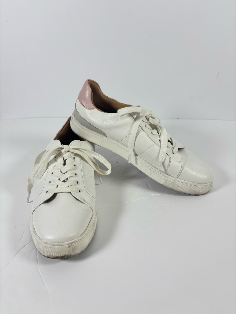 DV by Dolce Vita White Leather Sneakers with Pink Heel